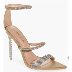 AZALEA Rhinestone-Strap Tan Pointed Toe Heels